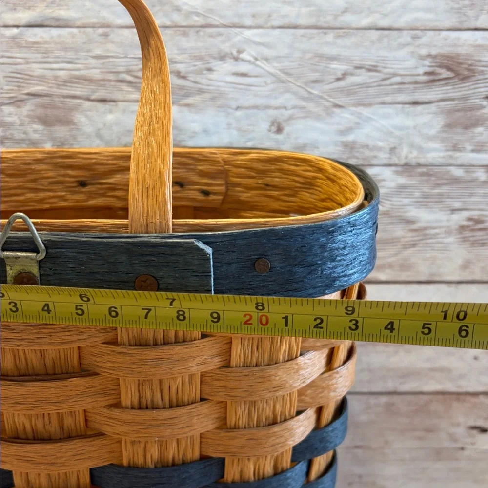 Signed 2005 vinyl Woven Basket Blue Stripes